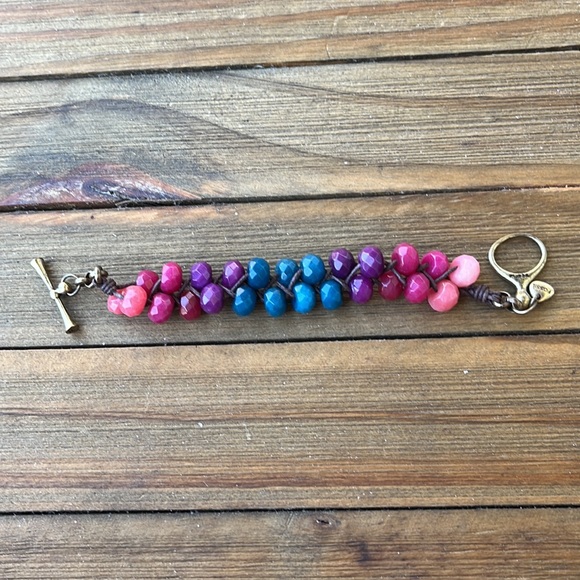 Fossil Chunky Faceted Beaded Ombré Rainbow Bracelet! EUC - Picture 11 of 11